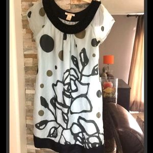 Gold Hawk 100% Silk Beaded Dress Y2K